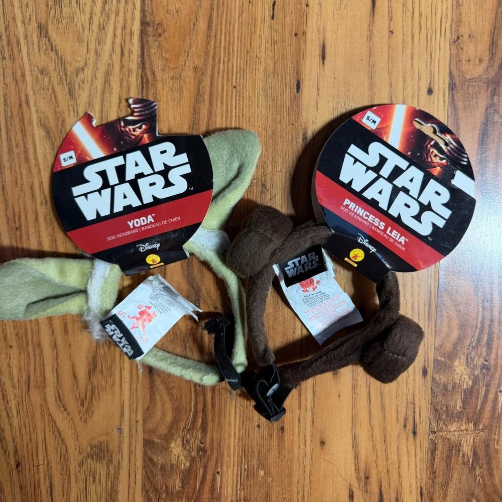 Star Wars Yoda and Princess Leia Dog Headband Set S/M Disney Rubies Pet Costume